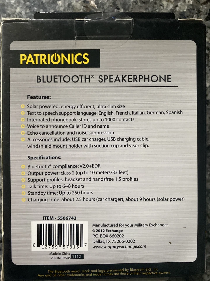 Patrionics Altavoz Bluetooth Alimentado por energía solar Eficiente en energía Ultra delgado Foto 2 de 2