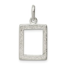 Sterling Silver Picture Frame Charm Pendant 0.91"