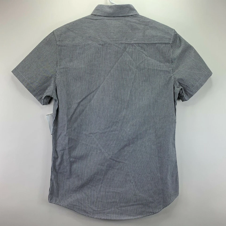 Sovereign Code Mens Short Sleeve Striped Button Down Shirt Gray S - Image 2 of 4
