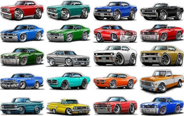 Md 1966 67 Chevy 2 Nova Cartoon Car Wall Graphic Decals Man Cave Garage Decor Home Garden Decals Stickers Vinyl Art