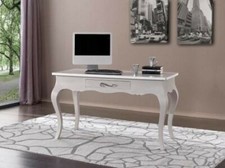 TAVOLO SCRIVANIA LACCATO BIANCO LEGNO MASSELLO L 140 P 65 H 80