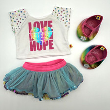 Build A Bear Love Dream Hope Top Tulle Sequin Rainbow Tutu Teddy Clothes Outfit
