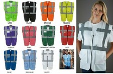 Yoko Executive Hi Visibility Reflective Vest Pockets, ID Pocket Zip - 6 Sizes