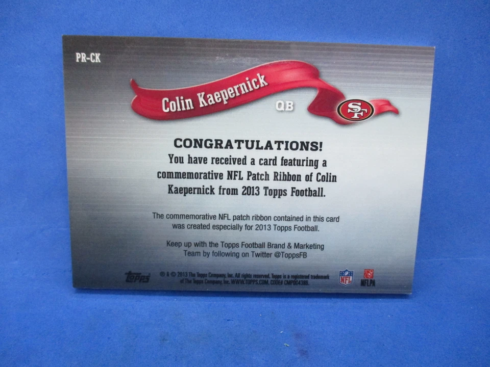 Colin Kaepernick 2013 Topps NFL Patch Pink Ribbon #PR-CK San Francisco 49ers - Image 2 of 2