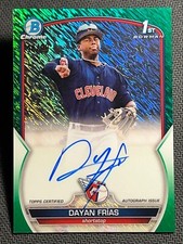 2023 Bowman Chrome 1st GREEN REFRACTOR PROSPECT ROOKIE AUTO Dayan Frias 44/99