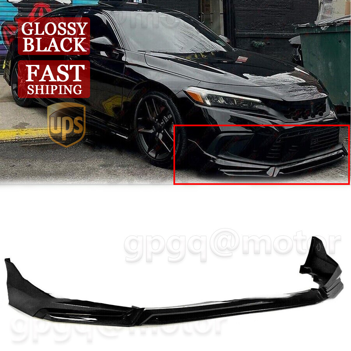 For Honda Civic 2022-2024 Yofer V3 Crystal Black Pearl Front