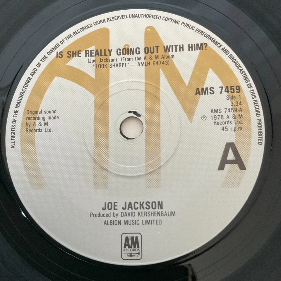 Joe Jackson - Is She Really Going Out With Him? 7" EX/VG A&M AMS 7459 1978 UK - Image 4 of 4
