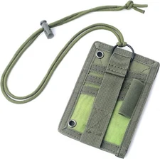 Tactical ID Card Holder Hook & Loop Patch Badge Holder Neck Lanyard Key Ring USA