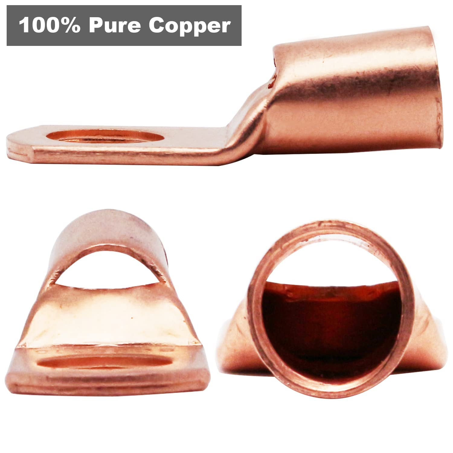 100Pcs Copper Wire Lugs AWG 6 8 10 12 with Heat Shrink Set, 50Pcs Battery Cable 