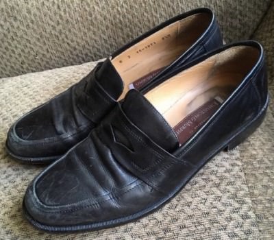 Johnston & Murphy Black Leather Penny Loafers with Brogued Toe Men main image 4