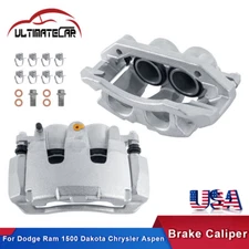 Set 2 Front Brake Calipers w/ Bracket For Dodge Ram 1500 Dakota Chrysler Aspen