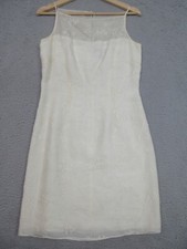Ann Taylor Dress Women 4 Ivory Silk Embroidered Quiet Luxury Elegant Timeless