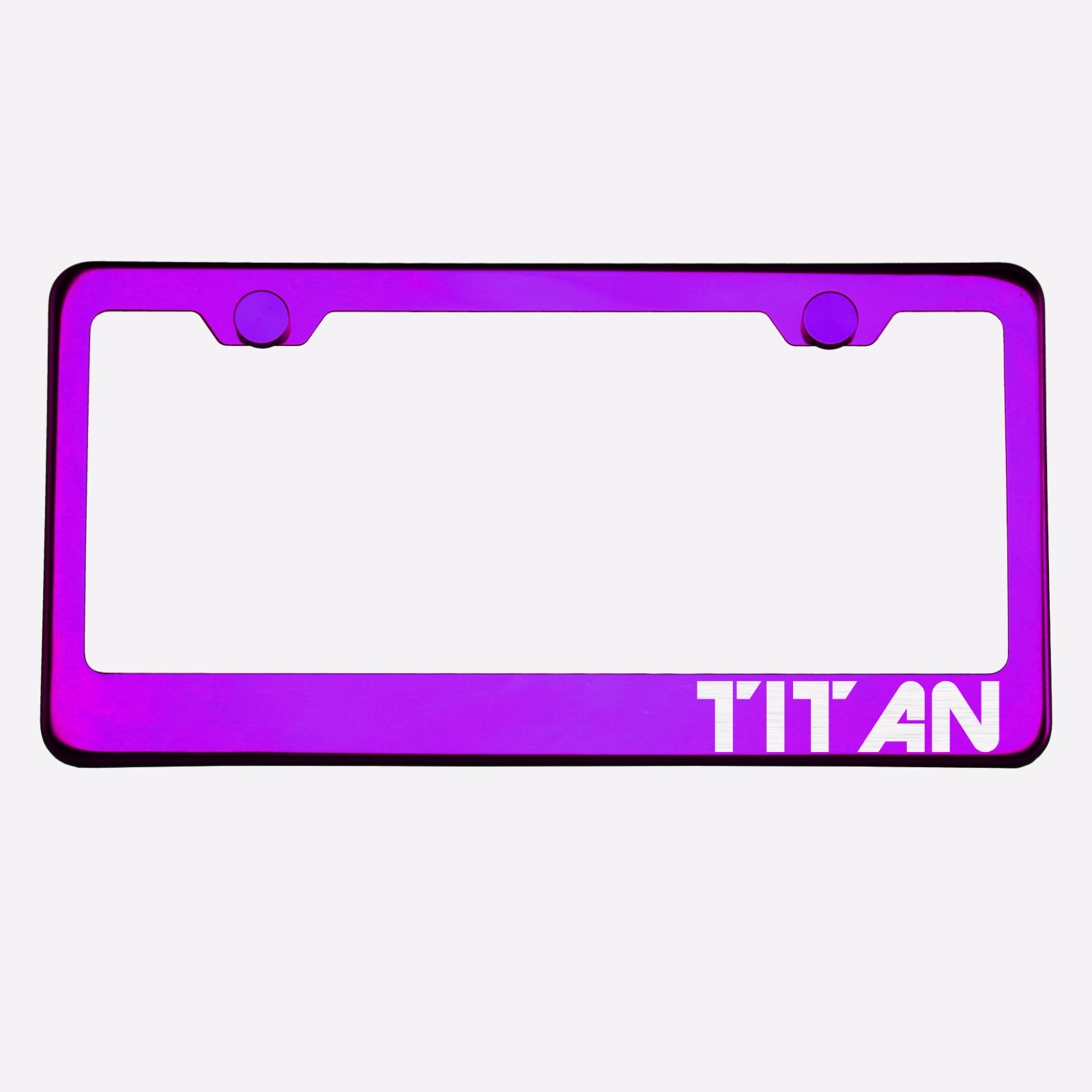 Purple Chrome License Plate Frame TITAN Laser Etched Metal Screw Cap
