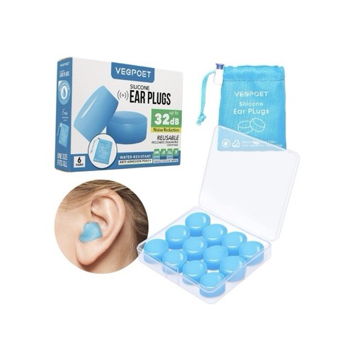 Ear Plugs for Sleeping - Vegpoet Reusable Moldable Silicone Earplugs