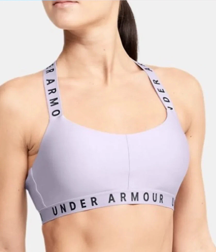 Under Armour MEDIUM Wordmark Logo Strappy Sportlette Sport Bra Bralette  Purple