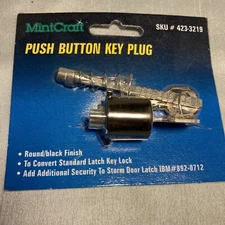 Push Button Key Plug  Converts Storm Door Standard Latch To Key Lock  Mintcraft