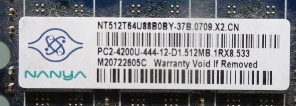 Nanya NT512T64U88B0BY-37B 1GB (2X512MB) 1RX8 PC2-4200U 533 MHZ PC Memory - Image 2 of 2