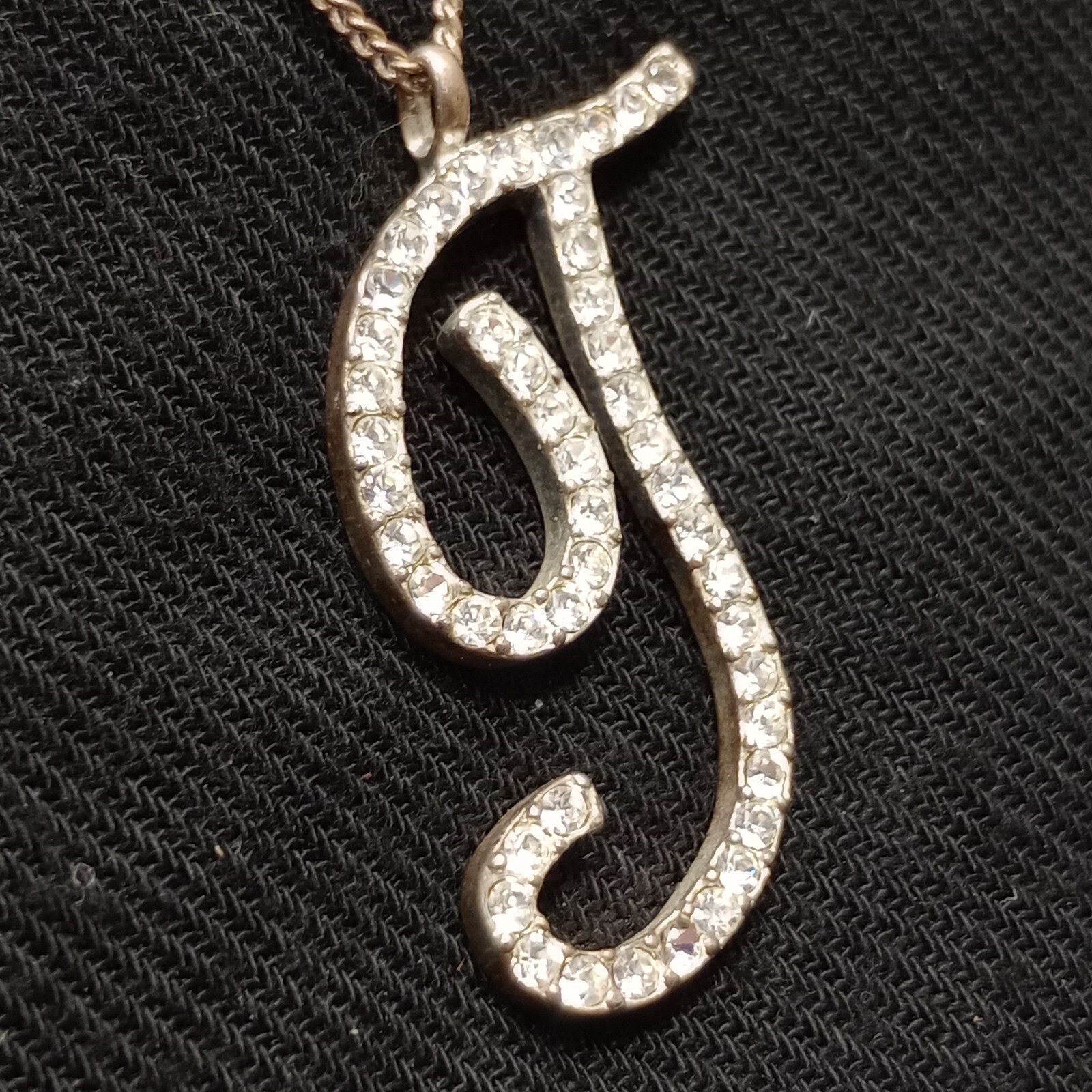 Silver Tone Cursive Letter T Initials Rhinestones… - image 5