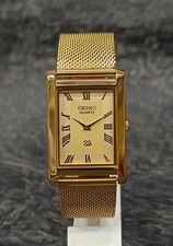 Seiko Slim Quartz Tank Watch Two Hands Roman Numerials Dial
