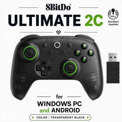 8BitDo Ultimate 2C Wireless 2.4G Hall Effect Gamepad Windows Android Trans-Black