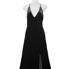 Vtg Velvet Dress 9/10 Black Deep V-Neck Sexy Whimsigoth Dark Romantic Witchy 90s