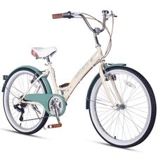 24 Inch Hybrid 6-Speed Beach Cruiser Bike for Girls Ages Over 8 Years Old Kid...