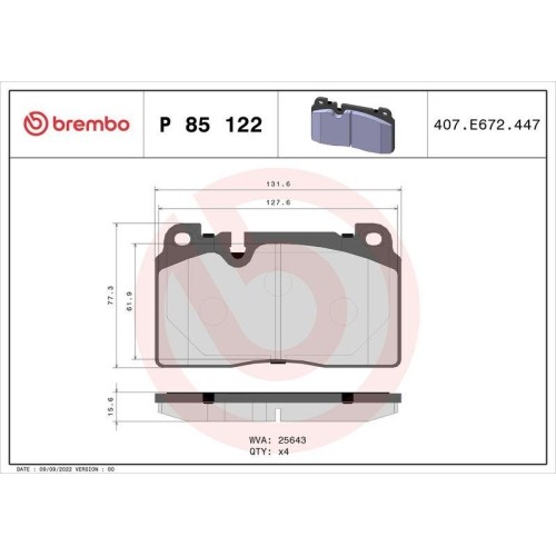 Plaquettes de frein Brembo P85122 contre les sifflements au freinage des berlines Audi VW