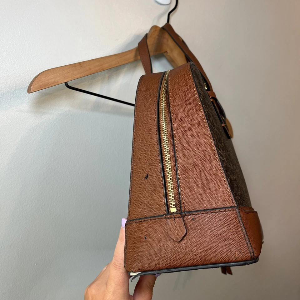 Calvin Klein Women's Signature Logo Dome Satchel Bag Purse Brown - Image 2 of 4