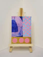 Carte d'art originale ACEO paysage de collage acrylique abstrait, interaction principale