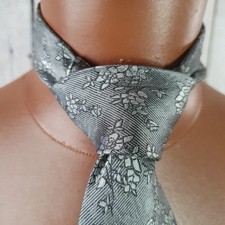 M&S Autograph Tie In Grey Flower Pattern Silk GC77