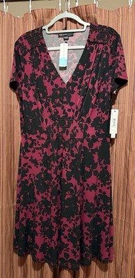 NWT Maggy London Nikola Knit Dress Wine/Burgundy & Black Floral, sz 16 Stitchfix