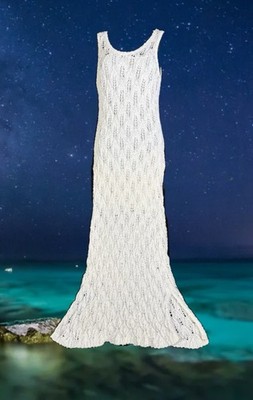 ESPRIT White Cotton Crochet Dress Mermaid Lined Size XS Y2K Beach Festival
