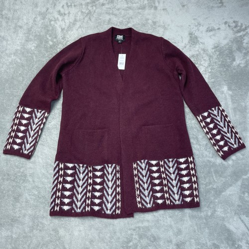 Frye, FRYE Women's M Cardigan Dark Red Polyester Blend a1710