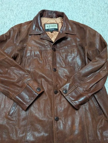 1990s vintage WILSONS leather coat 2XL brown PATINA broke-in Y2K distressed image 9