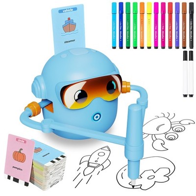 Drawing Robot for Kids, with 100 Word Cards, 12 Color Pens, Voice Interactive Ed