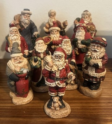 Lot of 11 WOOD WORLD Old World Santa Claus Figurines from Around the Globe