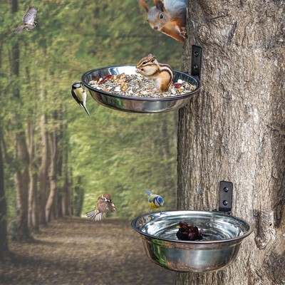 2 Pack 8 Inch Bird Feeders and Squirrel Feeder Outside Hanging Tree Mounted  ...