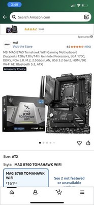 MSI MAG B760 Tomahawk WiFi Gaming Motherboard (Supports 12th/13th/14th Gen Intel