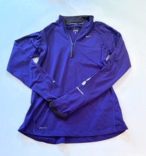 Nike Dri-FIT Women's Purple Athletic Fit 1/4 Zip V-Neck Running Pullover XS