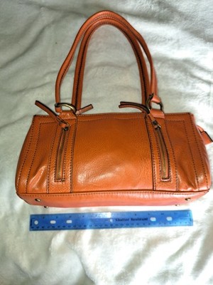 Vintage United Colors of Benetton Orange Rust Leather Satchel 90s Retro Top Hand
