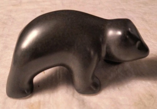 Vintage Pigeon River Pottery Black Walking Bear Figurine No Damage