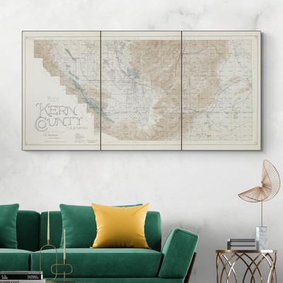 1918 Map of Kern County California   Towns, Roads, Oil Fields & Farmland