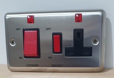 Volex Stainless Steel Cooker Switch 13 Amp Socket Cooker Control Stainless Steel