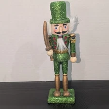 Christmas Nutcracker Ningo Bestco Decorative 8.5 in Green Glitter Sword