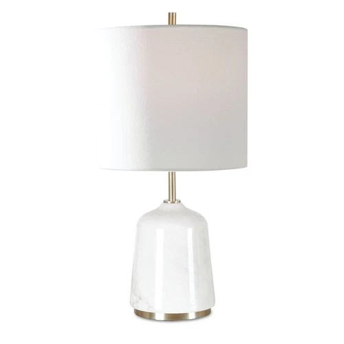 UTTERMOST 28332-1 ELOISE WHITE MARBLE TABLE LAMP WITH SUBTLE GRAY VEINING - Picture 2 of 7