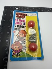 Vintage Double Jacks Two Can Play Game 16 Metal Jacks And Two Rubber Balls