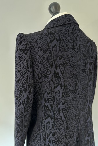 Ossie Clark Navy Jacquard Velvet Snakeskin Blazer Suit Evening Jacket 16 - Foto 11 di 23