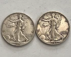 2 Walking Liberty Half Dollar (1916-1947) 90% Silver LOT F