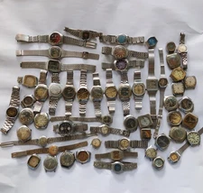 70x VTG Watches Lot Mixed Brands Seiko,Citizen,Omax,Reako,Westend Scrap / Parts