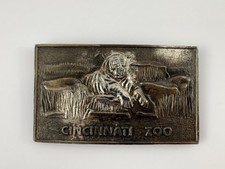 Vintage Cincinnati Zoo Tiger Belt Buckle   Brass Tone   USA